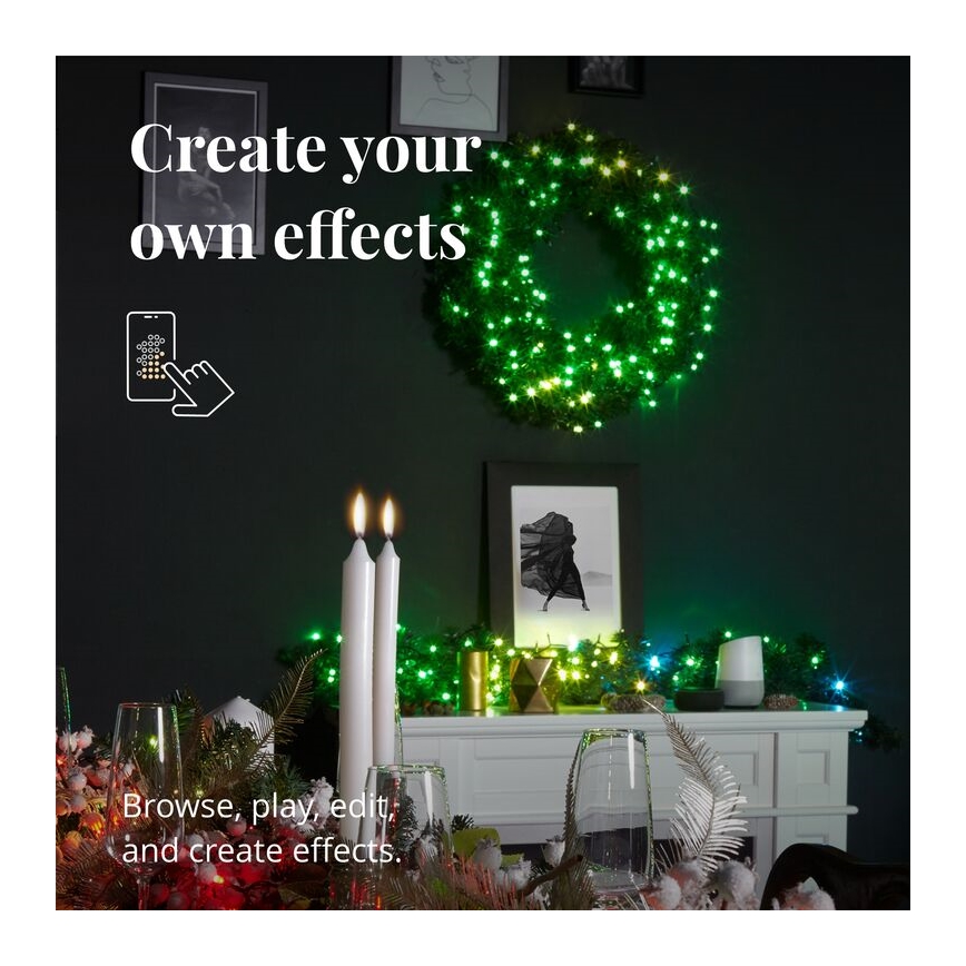 Twinkly - LED RGB Zatemnitven Božični venec PRE-LIT WREATH 50xLED pr. 61cm Wi-Fi