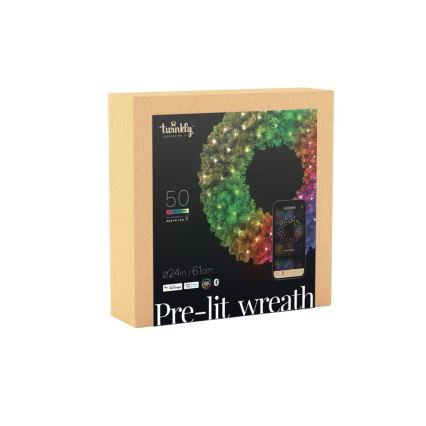 Twinkly - LED RGB Zatemnitven Božični venec PRE-LIT WREATH 50xLED pr. 61cm Wi-Fi