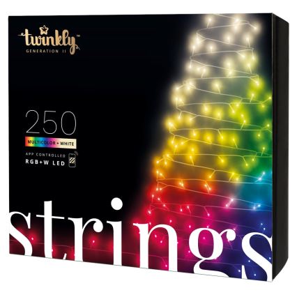Twinkly - LED RGBW zatemnjevalni zunanji božični niz STRINGS 250xLED 23,5m IP44 Wi-Fi