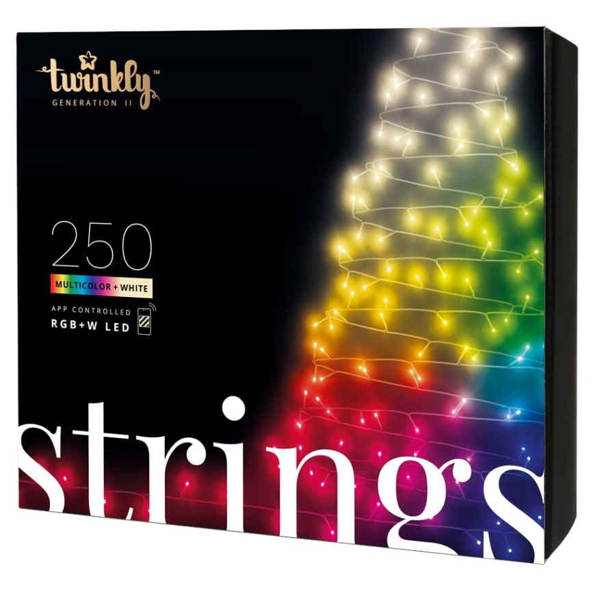 Twinkly - LED RGBW zatemnjevalni zunanji božični niz STRINGS 250xLED 23,5m IP44 Wi-Fi