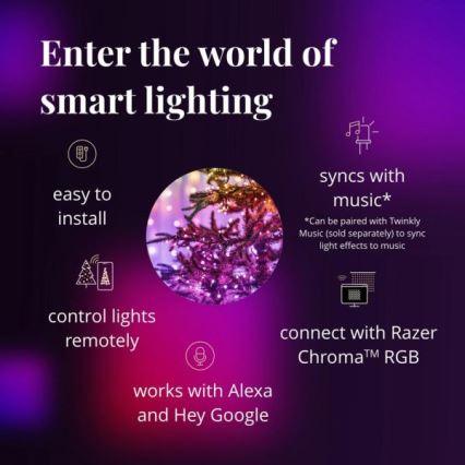 Twinkly - LED RGBW zatemnjevalna zunanja veriga STRINGS 250 LED 23,5m IP44 Wi-Fi