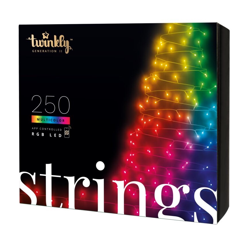 Twinkly - LED RGB Zatemnitvena zunanja božična veriga STRINGS 250xLED 23,5m IP44 Wi-Fi