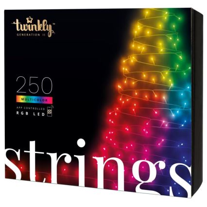 Twinkly - LED RGB zatemljiv zunanji niz STRINGS 250xLED 23,5m IP44 Wi-Fi