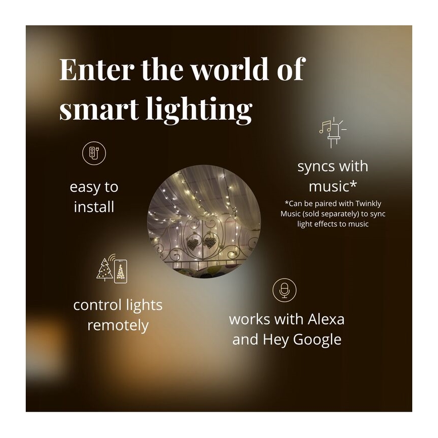 Twinkly - LED Zatemnitvena zunanja božična veriga STRINGS 400xLED 35,5m IP44 Wi-Fi