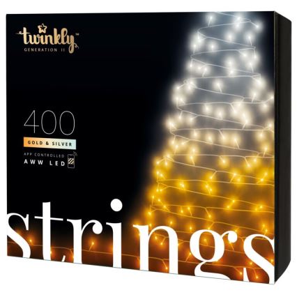 Twinkly - LED Zatemnitvena zunanja božična veriga STRINGS 400xLED 35,5m IP44 Wi-Fi