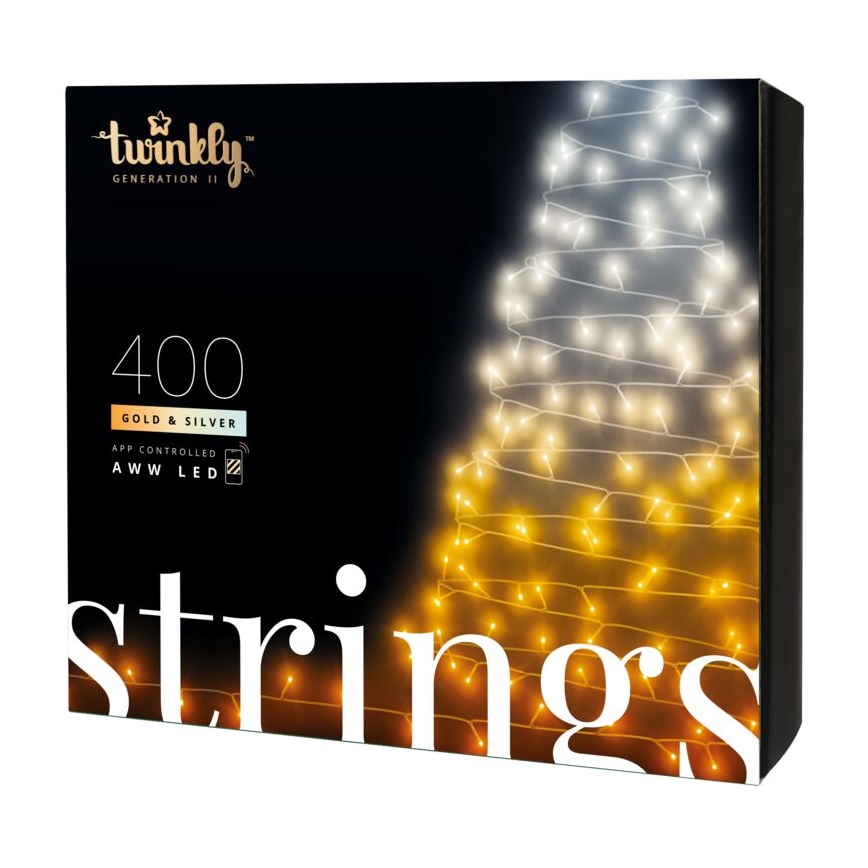 Twinkly - LED Zatemnitvena zunanja božična veriga STRINGS 400xLED 35,5m IP44 Wi-Fi