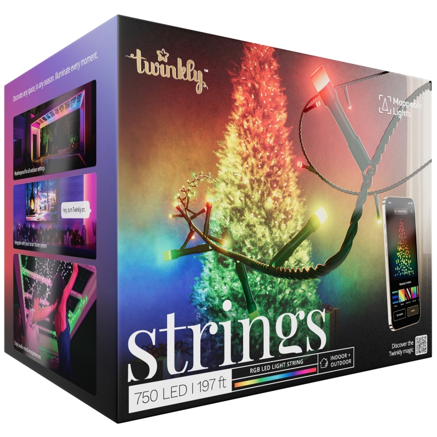 Twinkly - LED RGB Zatemnitvena zunanja božična veriga STRINGS 750xLED 63,5m IP44 Wi-Fi