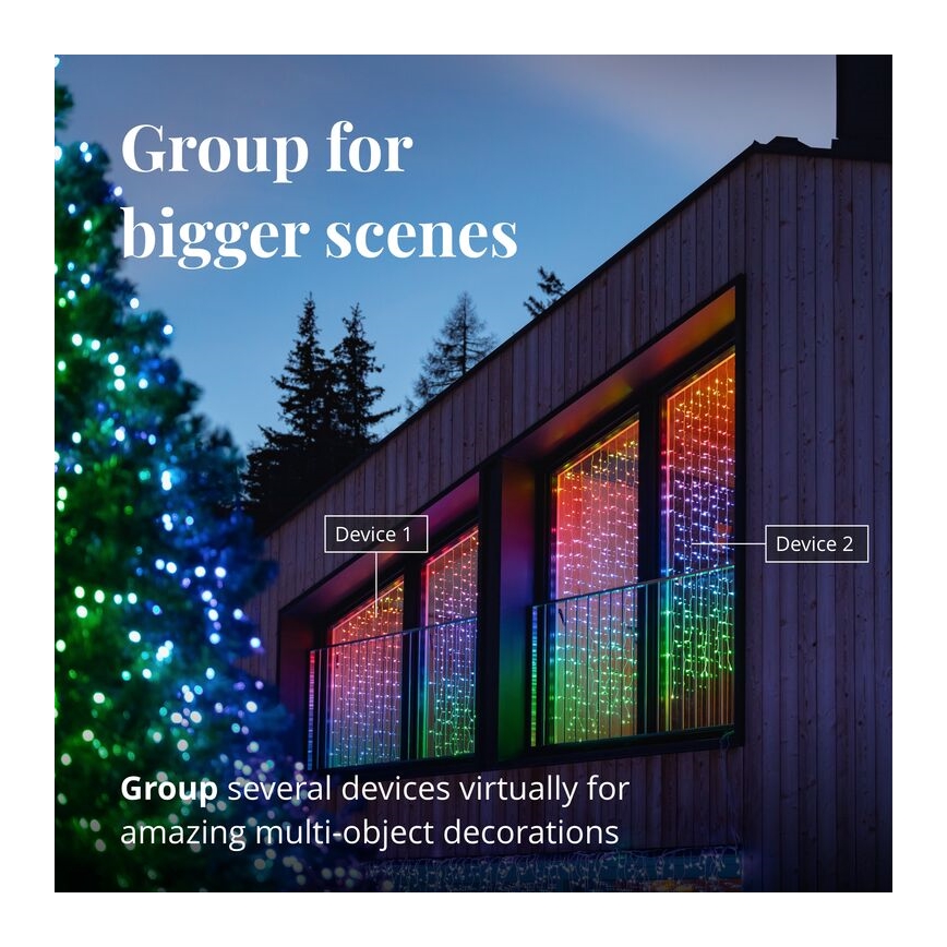 Twinkly - LED RGBW Zatemnitvena zunanja božična zavesa CURTAIN 210xLED 6,1m IP44 Wi-Fi