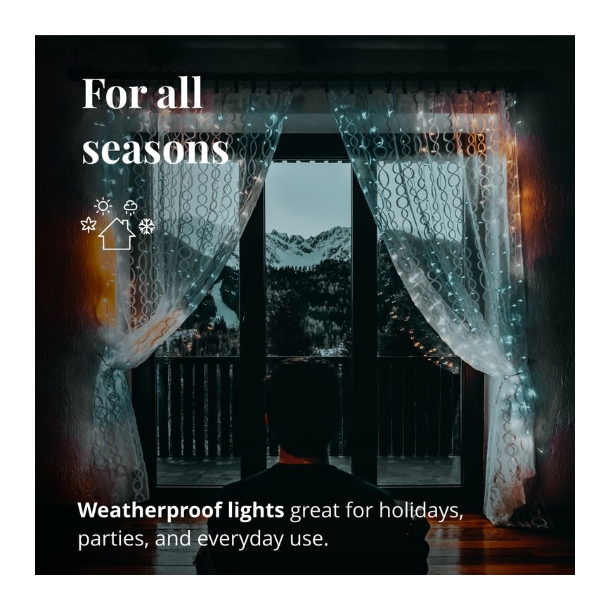 Twinkly - LED RGBW Zatemnitvena zunanja božična zavesa CURTAIN 210xLED 6,1m IP44 Wi-Fi