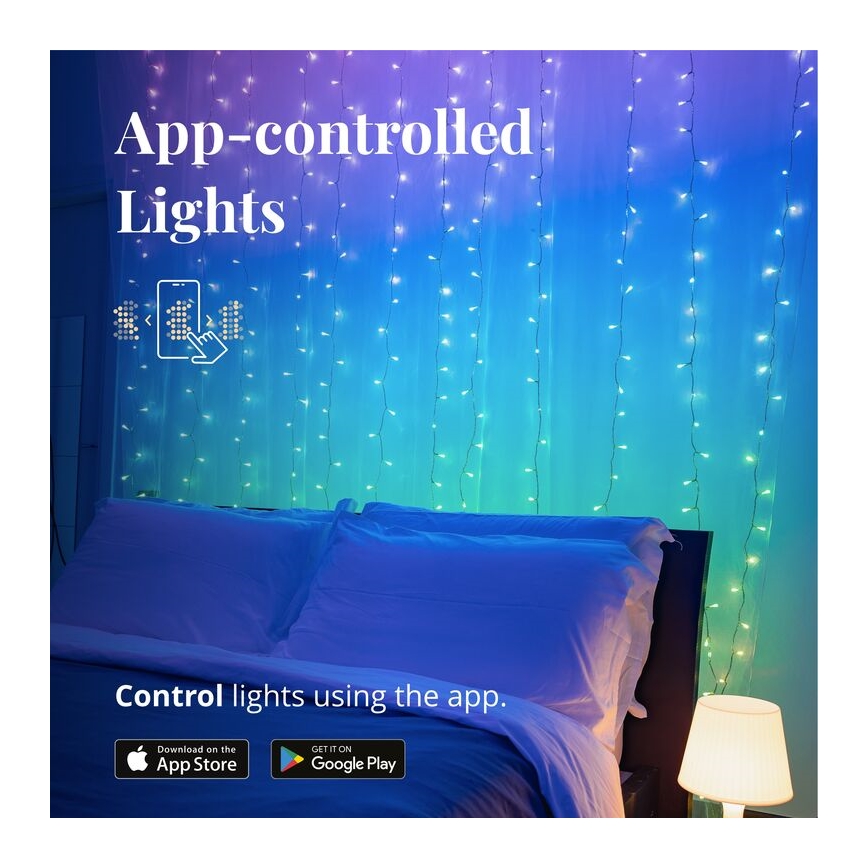 Twinkly - LED RGBW Zatemnitvena zunanja božična zavesa CURTAIN 210xLED 6,1m IP44 Wi-Fi