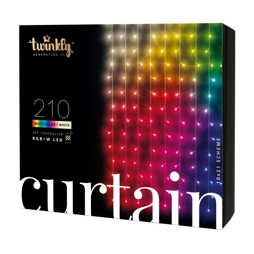 Twinkly - LED RGBW Zatemnitvena zunanja božična zavesa CURTAIN 210xLED 6,1m IP44 Wi-Fi