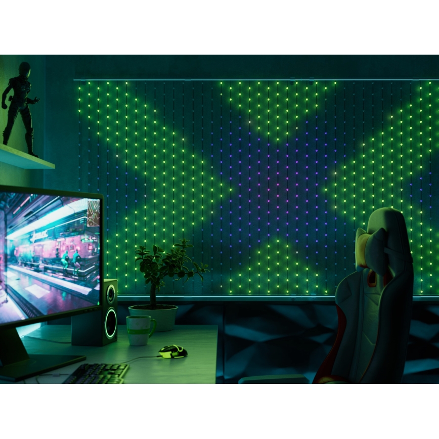 Twinkly - LED RGB Zatemnitvena božična zavesa MATRIX 480xLED 1x1 m Wi-Fi