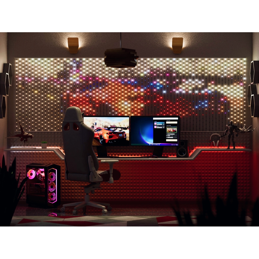 Twinkly - LED RGB Zatemnitvena božična zavesa MATRIX 480xLED 1x1 m Wi-Fi
