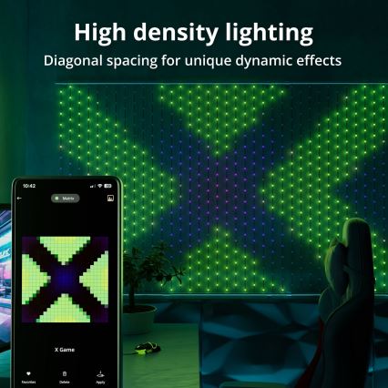 Twinkly - LED RGB Zatemnitvena božična zavesa MATRIX 480xLED 1x1 m Wi-Fi