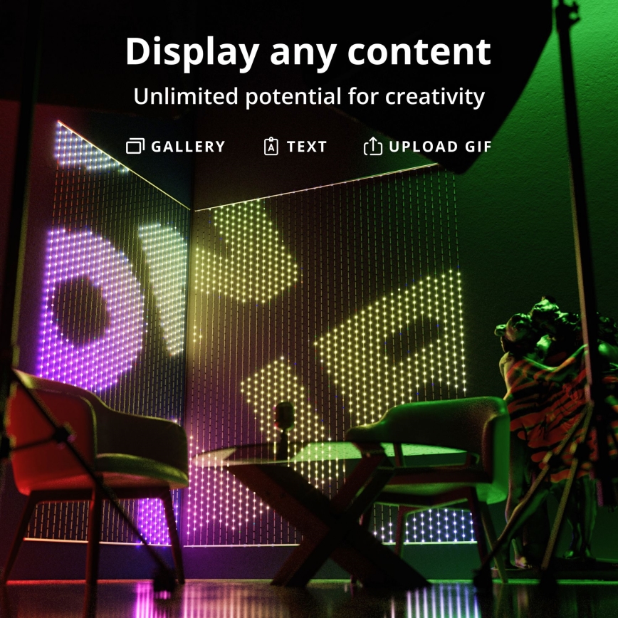 Twinkly - LED RGB Zatemnitvena božična zavesa MATRIX 480xLED 1x1 m Wi-Fi
