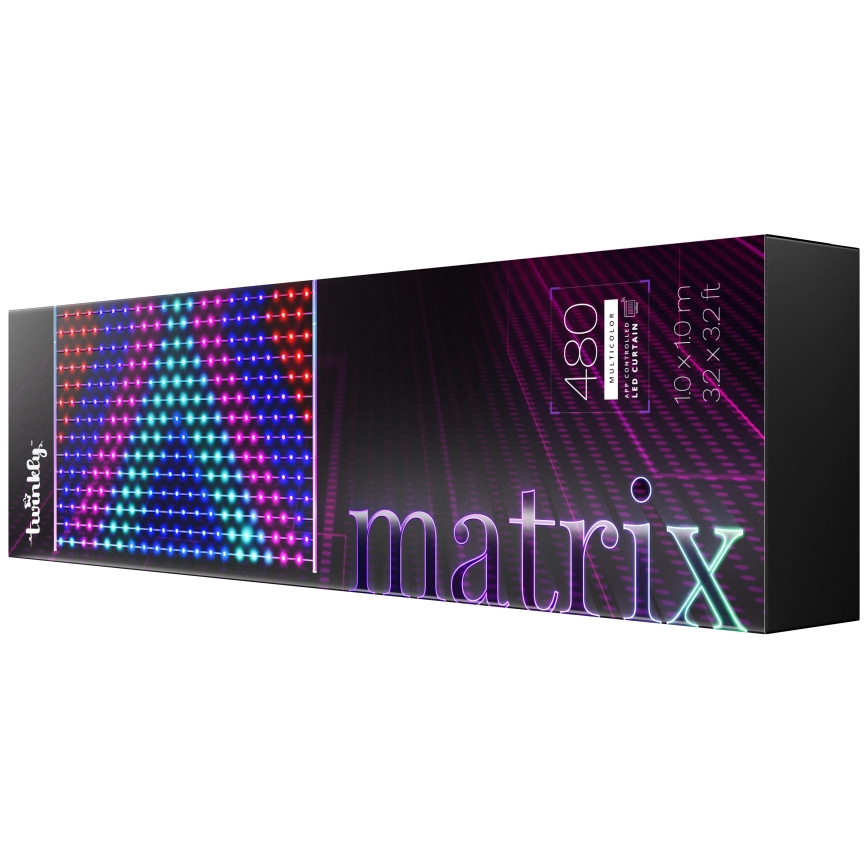 Twinkly - LED RGB Zatemnitvena božična zavesa MATRIX 480xLED 1x1 m Wi-Fi