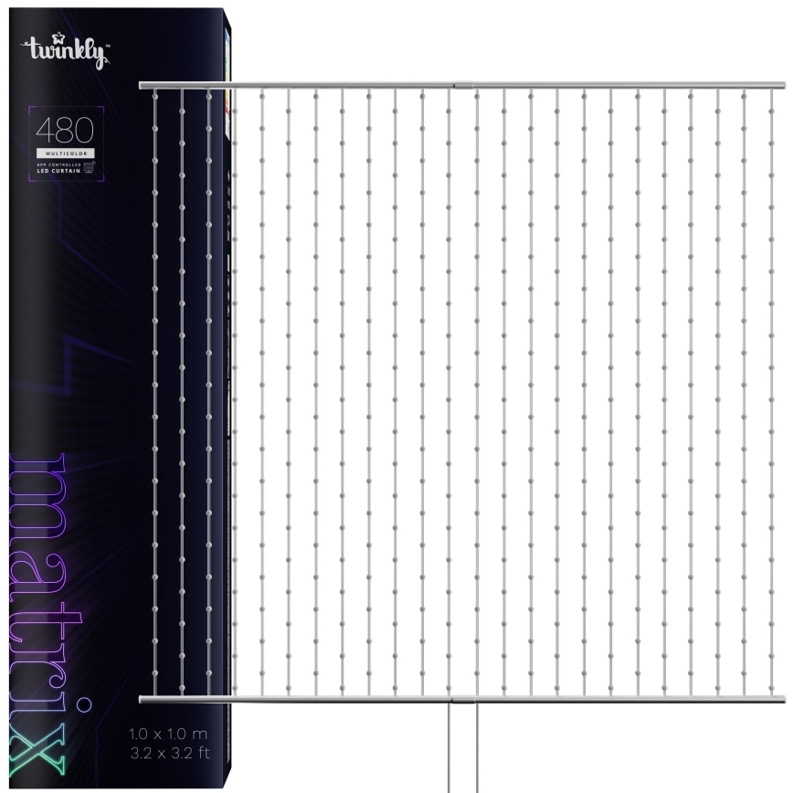 Twinkly - LED RGB Zatemnitvena božična zavesa MATRIX 480xLED 1x1 m Wi-Fi