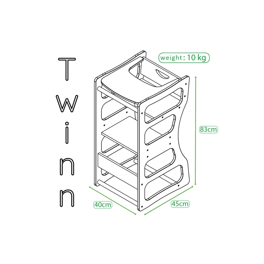 Učni stolp TWINN 83x45 cm rjav