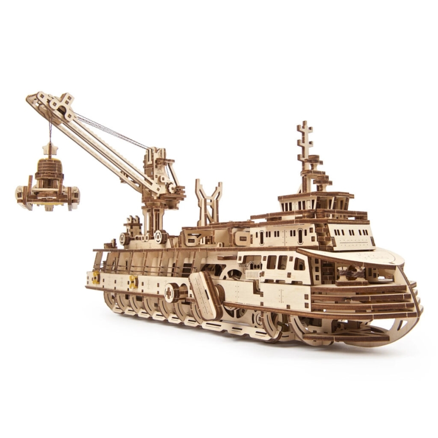 Ugears - 3D lesena mehanična sestavljanka Research vessel