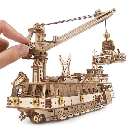 Ugears - 3D lesena mehanična sestavljanka Research vessel