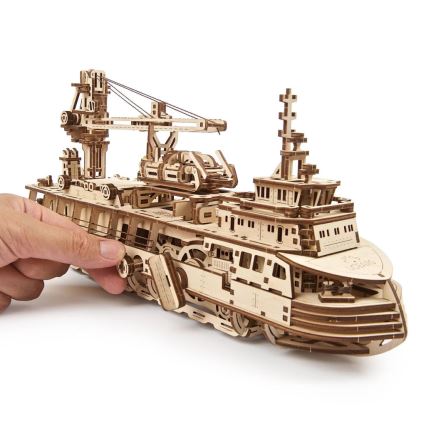 Ugears - 3D lesena mehanična sestavljanka Research vessel