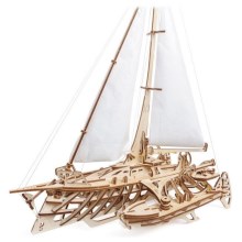 Ugears - 3D lesena mehanična sestavljanka Sailboat Merihobus trimaran