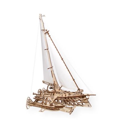 Ugears - 3D lesena mehanična sestavljanka Sailboat Merihobus trimaran