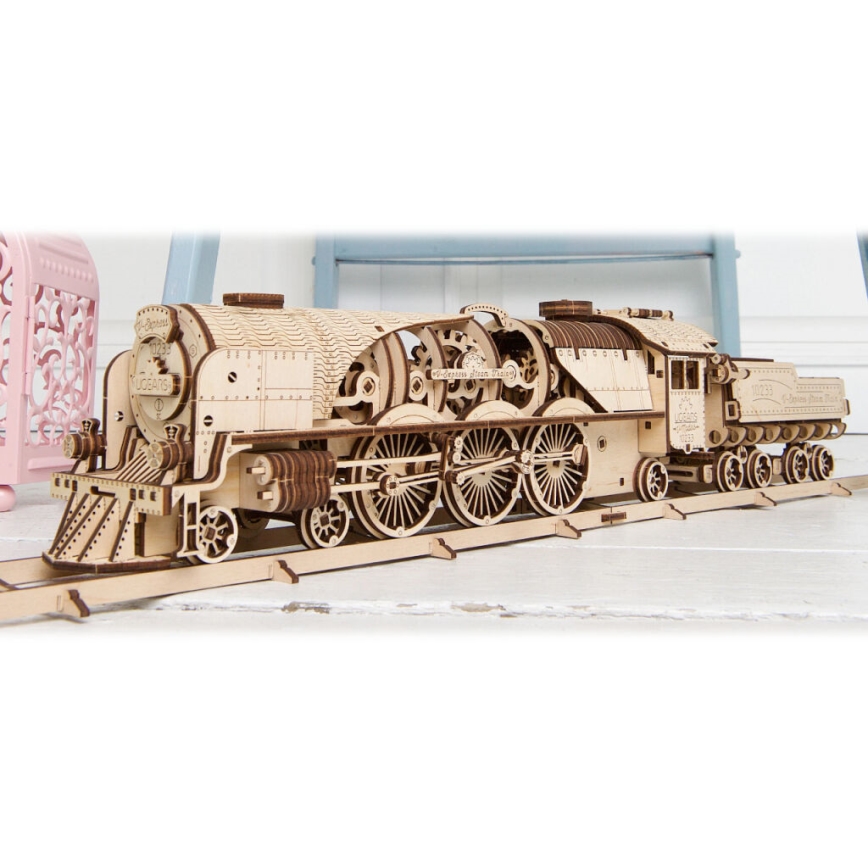 Ugears - 3D wooden mechanical puzzle V-Express steam locomotive s tender
