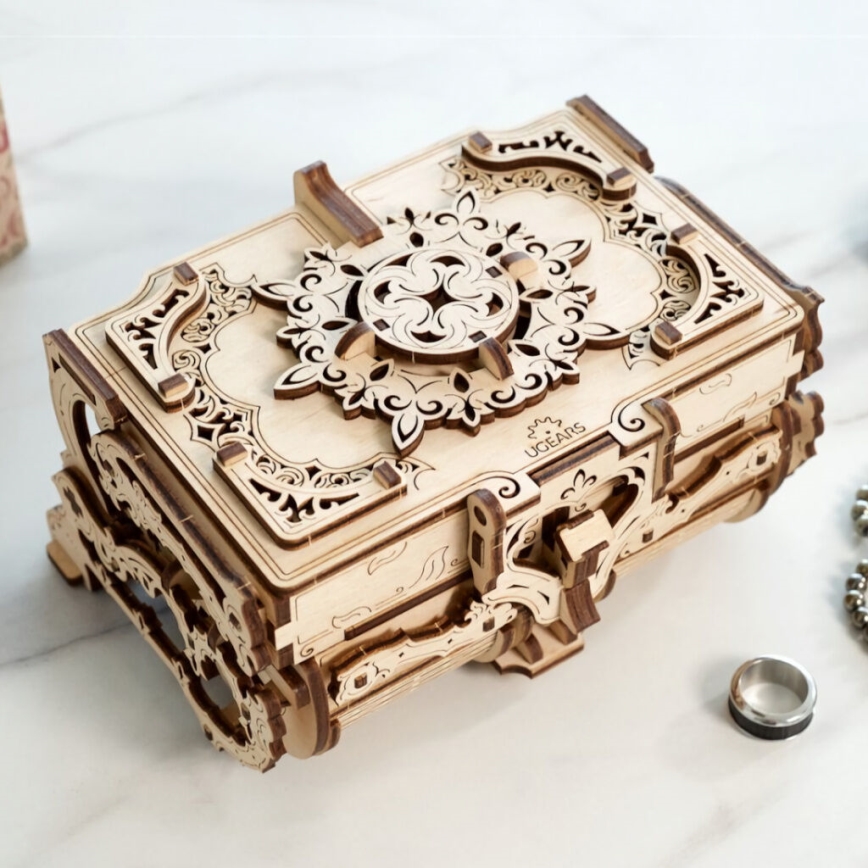 Ugears - 3D lesena mehanska sestavljanka Antique jewelry box