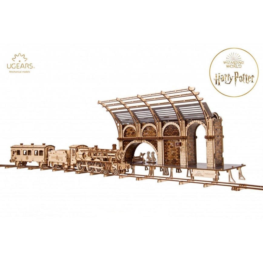 Ugears - 3D lesena mehanska sestavljanka Harry Potter železniški peron