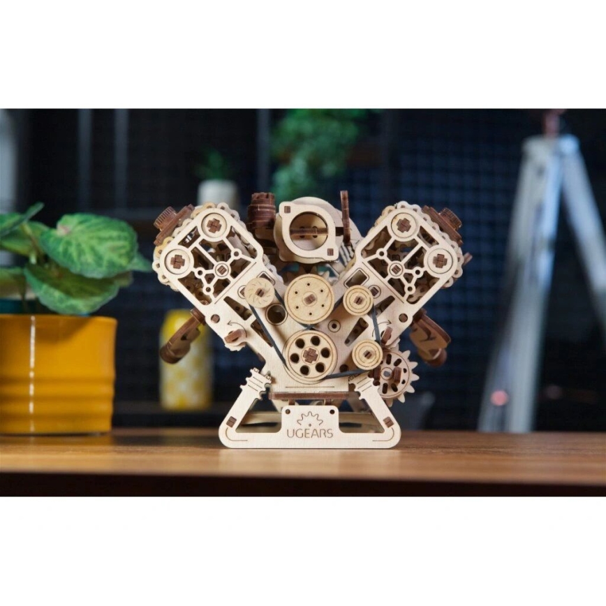 Ugears - 3D lesena mehanska sestavljanka Motor V8