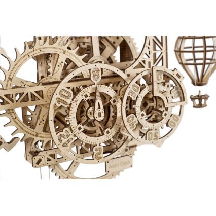 Ugears - 3D lesena mehanska sestavljanka Stenska ura Aero