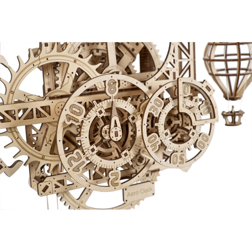Ugears - 3D lesena mehanska sestavljanka Stenska ura Aero