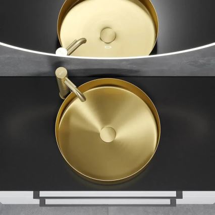 Umivalnik na pult LJORDAL, premer 40 cm, jeklo/mesing