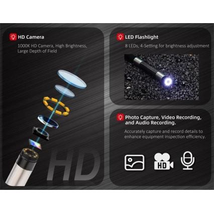 Uni-T - Inspekcijska kamera 3,7V 3000 mAh IP67 3m