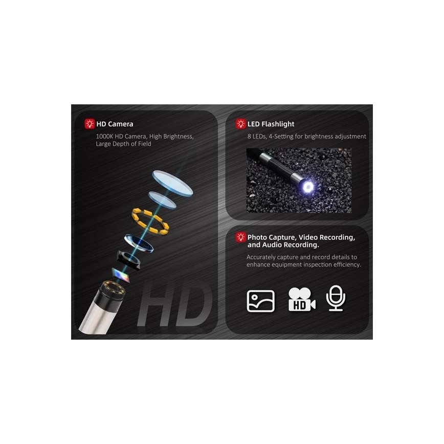 Uni-T - Inspekcijska kamera 3,7V 3000 mAh IP67 3m