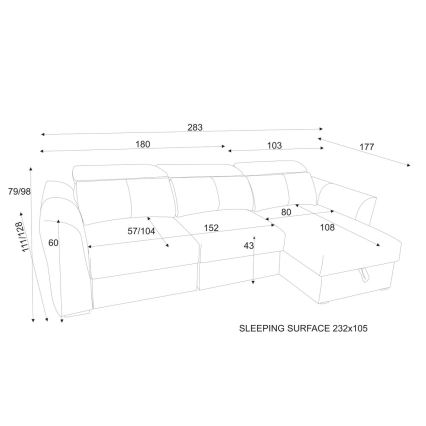 Vsestranski kotni raztegljiv trosed s shranjevalnim prostorom TRENTO taupe