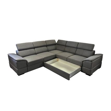 Univerzalna kotna raztegljiva sedežna garnitura s predalom za shranjevanje GRANADA temno siva