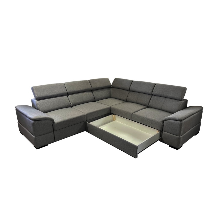 Univerzalna kotna raztegljiva sedežna garnitura s predalom za shranjevanje GRANADA temno siva