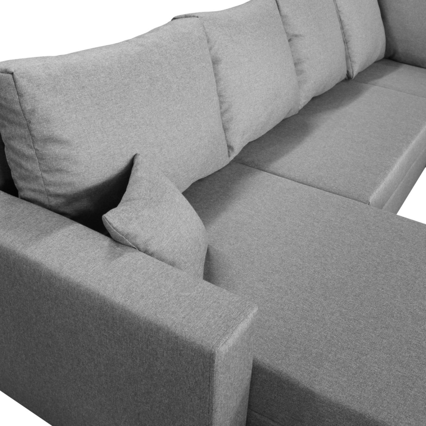 Univerzalna raztegljiva kotna sedežna garnitura v obliki črke U SEYA z vgrajenim prostorom za shranjevanje, siva