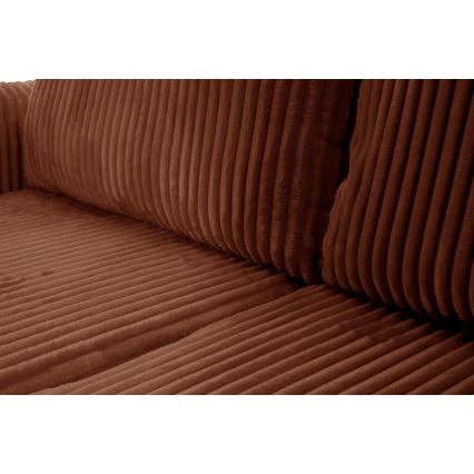 Univerzalna raztegljiva kotna sedežna garnitura z odlagalnim prostorom v obliki črke L FRIDA rjava