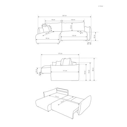 Univerzalna raztegljiva kotna sedežna garnitura z odlagalnim prostorom v obliki črke L FRIDA rjava