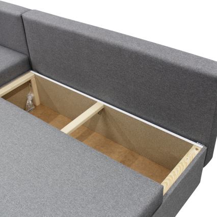 Univerzalna raztegljiva kotna sedežna garnitura z prostorom za shranjevanje v obliki črke L ALMEIDA siva