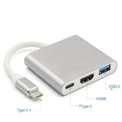 USB-C hub 3 v 1 s Power Delivery 100 W in HDMI 4K