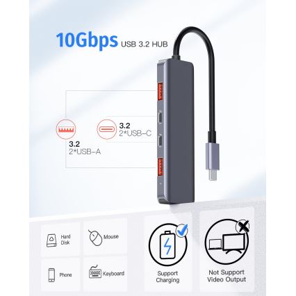 USB-C hub 5 v 1 s Power Delivery 100 W