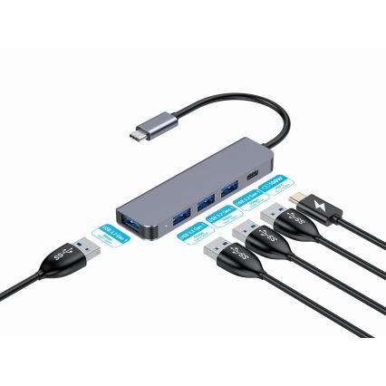 USB-C razdelilnik 5 v 1 s Power Delivery 100 W