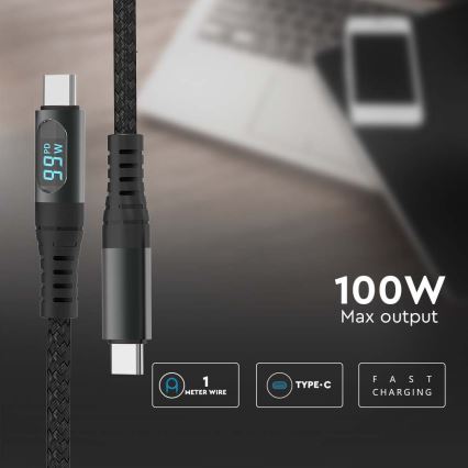 USB kabel TYPE C priključek LED zaslon 1m