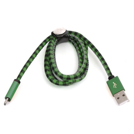 USB kabel USB A / Micro USB konektor 1m zelen