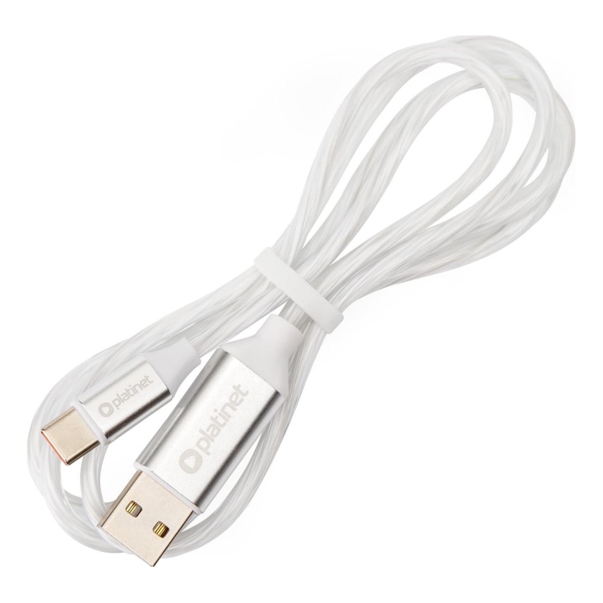 USB kabel USB-A / USB-C priključek z LED osvetlitev 18W 1m bela