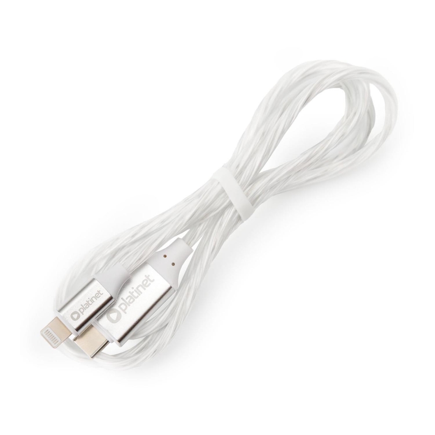 USB kabel USB-C / Lightning priključek z LED osvetlitev 27W 1m bela